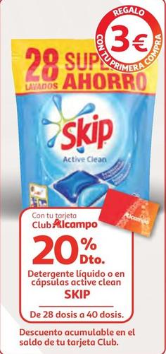 Oferta de Skip - Detergente Liquido o En Capsulas Active Clean por 3€ en Alcampo