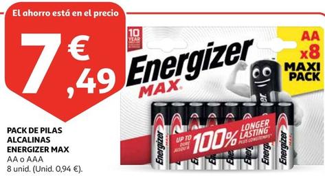 Oferta de Energizer - Pack De Pilas Alcalinas Max Aa O Aaa por 7,49€ en Alcampo
