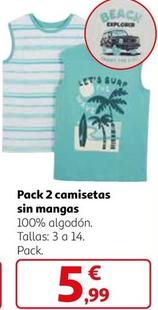 Oferta de Pack 2 Camisetas Sin Mangas por 5,99€ en Alcampo