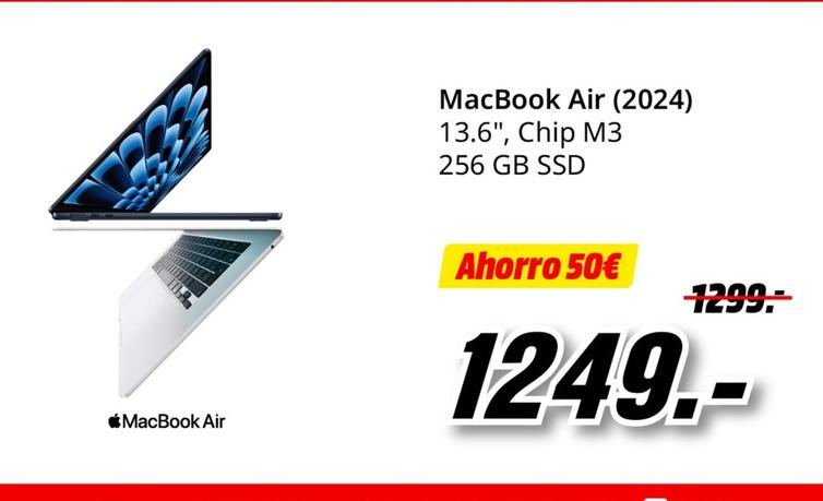 Oferta de MacBook Air por 1249€ en MediaMarkt