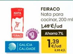 Oferta de Feiraco - Nata Para Cocinar por 1,39€ en Eroski