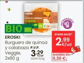 Oferta de Eroski - Burgers De Quinoa Y Calabaza Veggie por 3,29€ en Eroski