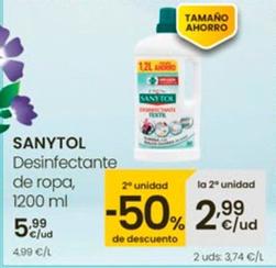 Oferta de Sanytol - Desinfectante De Ropa por 5,99€ en Eroski