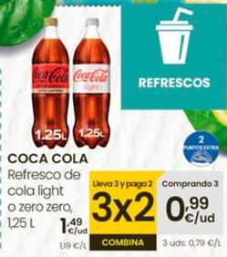 Oferta de Coca-Cola - Refresco De Cola Light O Zero Zero por 1,49€ en Eroski