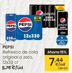 Oferta de Pepsi - Refresco De Cola Original O Zero por 7,44€ en Eroski