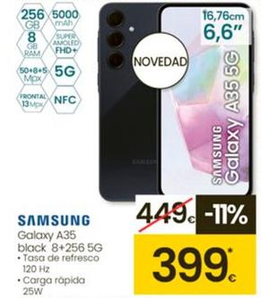 Oferta de Samsung - Galaxt A35 Black 8+256 5g por 399€ en Eroski