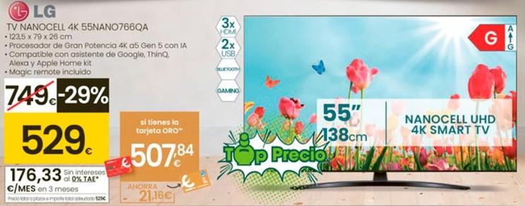 Oferta de Lg - Tv Nanocell 4k 55NANO766QA por 529€ en Eroski
