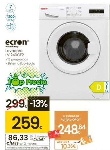 Oferta de Ecron - Lavadora LV1249CF2 por 259€ en Eroski