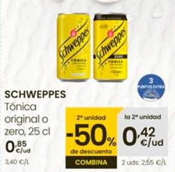 Oferta de Schweppes - Tonica Original O Zero por 0,85€ en Eroski