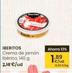 Oferta de Ibéritos - Crema De Jamon Iberico por 1,89€ en Eroski