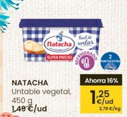 Oferta de Natacha - Untables Vegetal por 1,25€ en Eroski