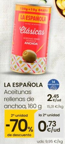 Oferta de La Española - Aceitunas Rellenas De Anchoa por 2,45€ en Eroski