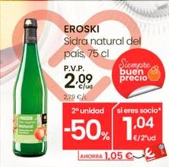 Oferta de Eroski - Sidra Natural Del Pais por 2,09€ en Eroski