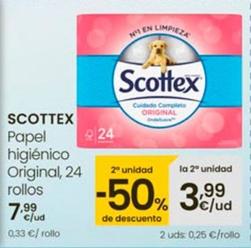 Oferta de Scottex - Papel Higiénico Original, 24 Rollos por 7,99€ en Eroski