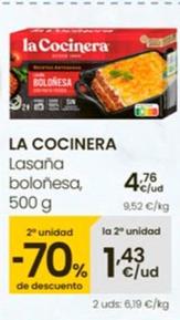 Oferta de La Cocinera - Lasaña Boloñesa por 4,76€ en Eroski