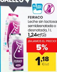 Oferta de Feiraco - Leche Sin Lactosa Semidesnatada O Desnatada por 1,18€ en Autoservicios Familia