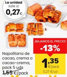 Oferta de Napolitana De Cacao , Crema O Cacao-Crema , por 1,35€ en Autoservicios Familia