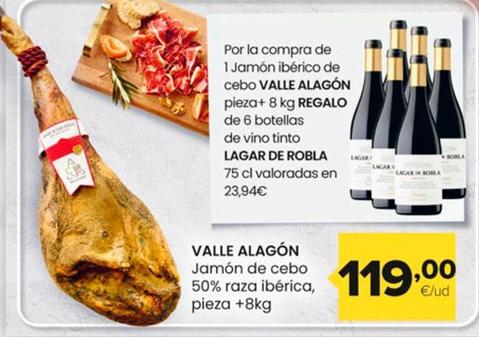 Oferta de Valle Alagón - Jamon De Cebo 50% Raza Iberica , Pieza +8kg por 119€ en Autoservicios Familia