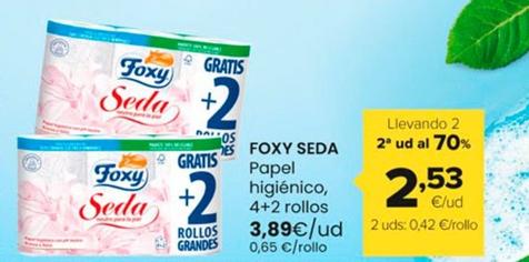 Oferta de Foxy Seda - Papel Higiénico, 4+2 Rollos por 3,89€ en Autoservicios Familia
