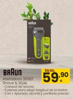 Oferta de Braun - Afeitador 300BT Shave&style por 59,9€ en Eroski