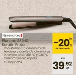 Oferta de Remington - Plancha S8540 Keratin Protect por 39,92€ en Eroski