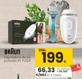 Oferta de Braun - Depiladora De Luz Pulsada IPL PL1124 por 199€ en Eroski