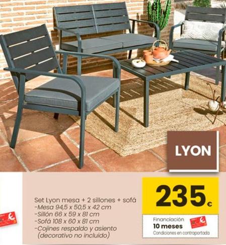 Oferta de Set Lyon Mesa + 2 Sillones + Sofá por 235€ en Eroski