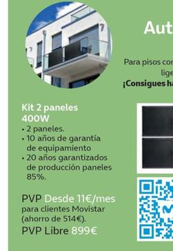 Oferta de Kit 2 Paneles por 899€ en Movistar