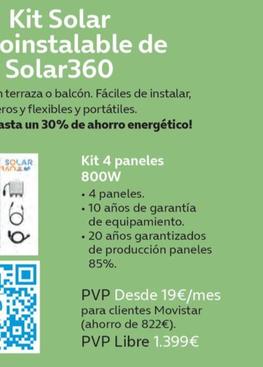 Oferta de Kit 4 Paneles por 1399€ en Movistar