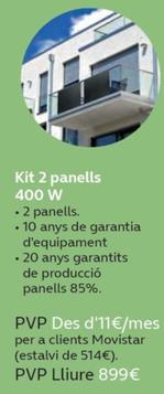 Oferta de Kit Solar Autoinstal Lable De Solar360 Kit 2 Panells 400 W por 899€ en Movistar