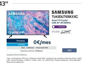 Oferta de Samsung -  TU43DU7105KXXC Smart Tv Crystal Uhd 43" en Movistar