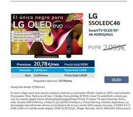 Oferta de Lg - 550LEDC46 Smarttv Oled 55" 4k  HDR10/HLG en Movistar