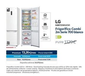 Oferta de LG - GBB72SWUCN1 Frigorífico Combi 2,03 M Serie 700 Blanco en Movistar