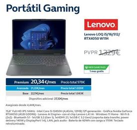 Oferta de Lenovo - Portátil Gaming en Movistar