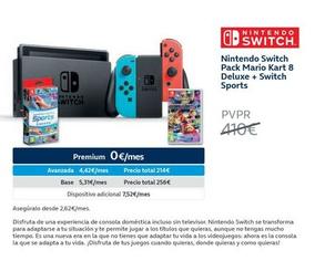 Oferta de Nintendo Switch - Pack Mario Kart 8 Deluxe + Switch Sports en Movistar