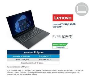 Oferta de Lenovo - V15 13 8/256 GB SSD W11H en Movistar