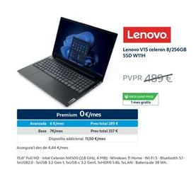 Oferta de Lenovo -  V15 celeron 8/256GB SSD W11H en Movistar