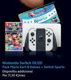 Oferta de Nintendo Switch - Oled Pack Mario Kart 8 Deluxe + Switch Sports en Movistar