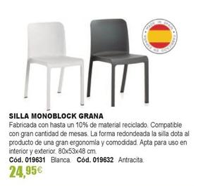 Oferta de Silla Monoblock Grana por 24,95€ en Optimus
