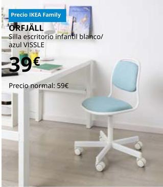 Oferta de Orfjall - Silla Escritorio Infantil Blanco / Azul Vissle por 39€ en IKEA