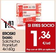 Oferta de Eroski - Salchicha Frankfurt por 1,36€ en Eroski