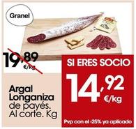 Oferta de Argal - Longaniza De Payes por 14,92€ en Eroski