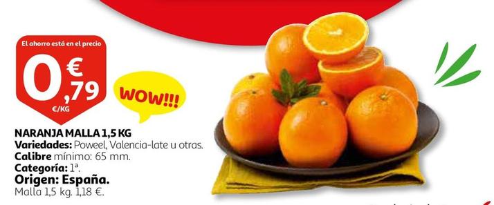 Oferta de Naranja Malla 1,5 Kg por 0,79€ en Alcampo