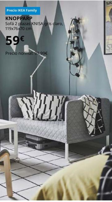 Oferta de Knopparp - Sofa 2 Plazas Knisa Gris Claro, 119x76x70 Cm por 59€ en IKEA