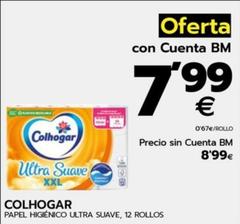 Oferta de Colhogar - Papel Higiénico Ultra Suave, 12 Rollos por 7,99€ en BM Supermercados