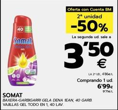 Oferta de Somat - Vajillas Gel Todo En 1, 40 Lav por 6,99€ en BM Supermercados