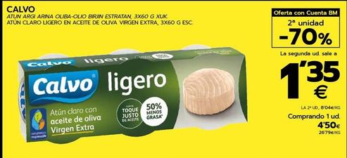 Oferta de Calvo - Atun Claro Ligero En Aceite De Oliva Virgen Extra por 4,5€ en BM Supermercados
