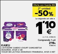 Oferta de Kaiku - Yogur Sin Lactosa Desnatado Frambuesa por 1,89€ en BM Supermercados