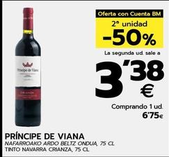 Oferta de Príncipe De Viana - Tinto Navarra Crianza por 6,75€ en BM Supermercados