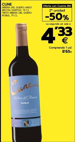 Oferta de Cune - Tinto Ribera Del Duero por 8,65€ en BM Supermercados
